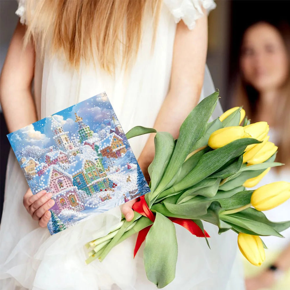 Diamond Painting Kerstkaarten Set met 6 Luxe Wenskaarten en Enveloppen - HK037