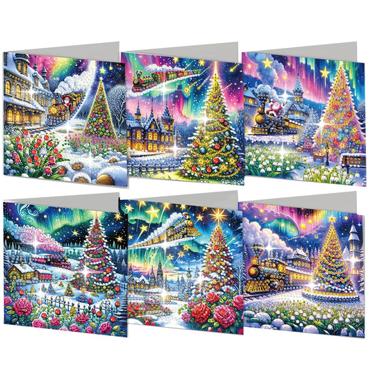 Diamond Painting Kerstkaarten set – 6 stuks creatieve kerstkaarten maken - HK026