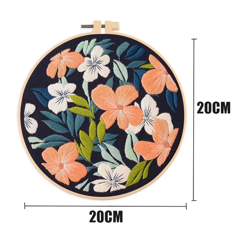 Borduurpakket rond Bloemen Borduren voor Beginners met Volledig Patroon