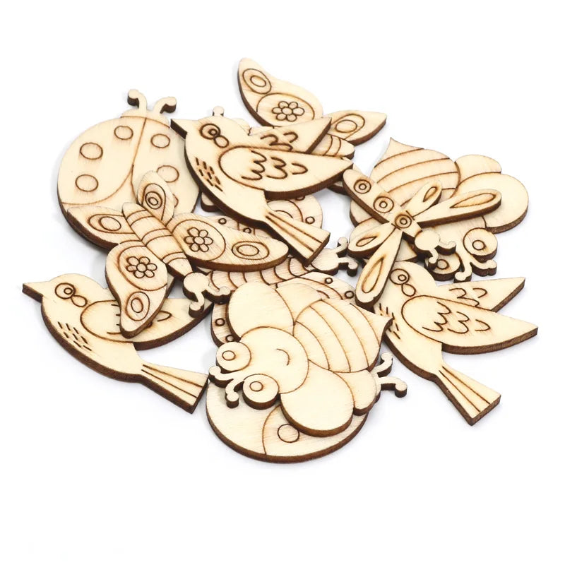 Houten figuur om zelf te kleuren/schilderen – Mix van 20 insecten