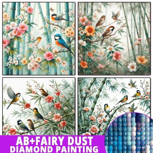 AB Diamond Painting met AB en Fairy dust steentjes Bos & Vogel