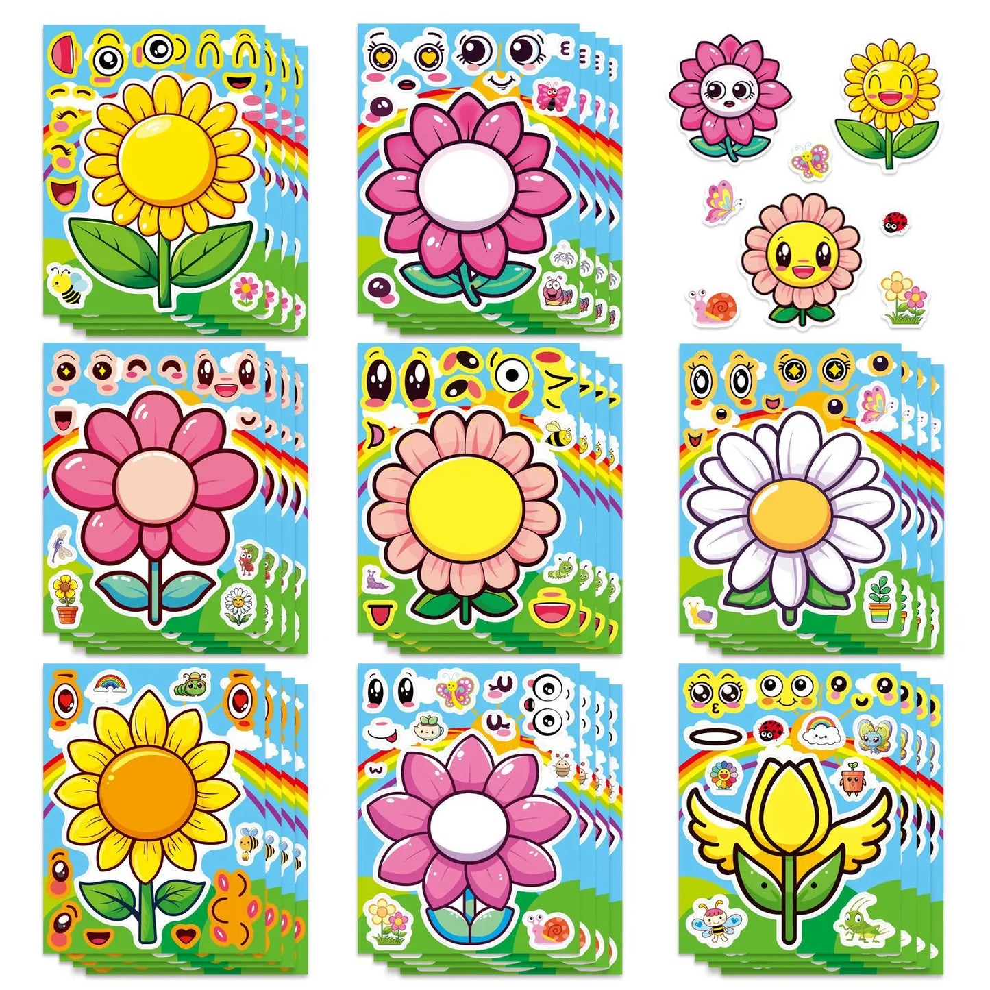 Sticker pret voor kinderen met bloemen puzzelstickers set