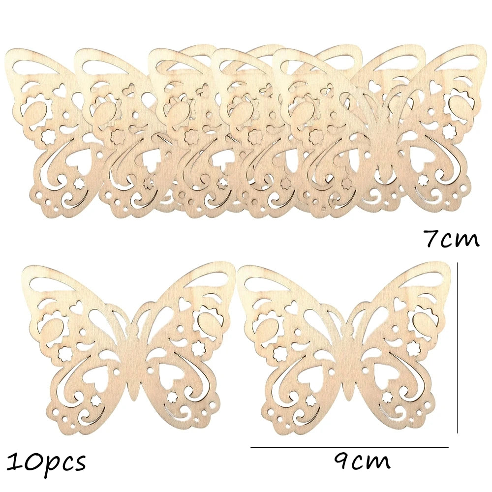 Houten figuren om zelf te kleuren/schilderen lente bloemen set van 10