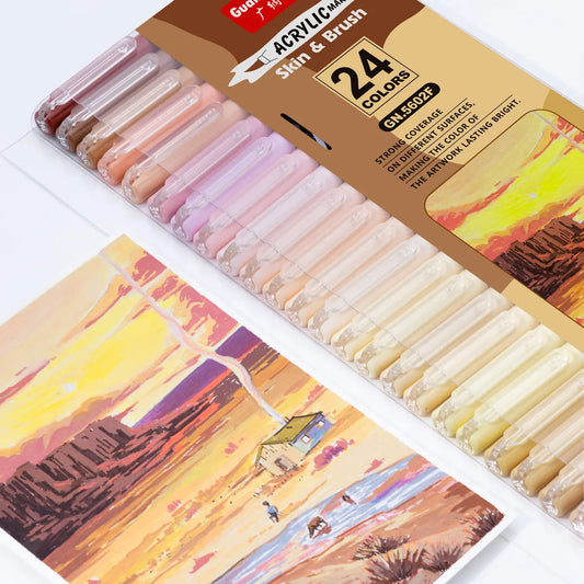 Stiften set huidtinten acryl markers met zachte penseelpunt – 12 tot 24 kleuren