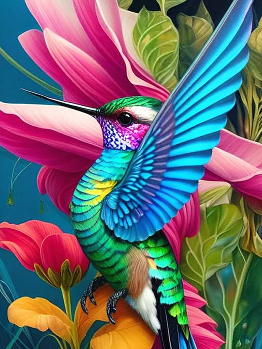Diamond Painting Dieren - Kleurrijk Dier 30x40 cm Rond - Kolibrie