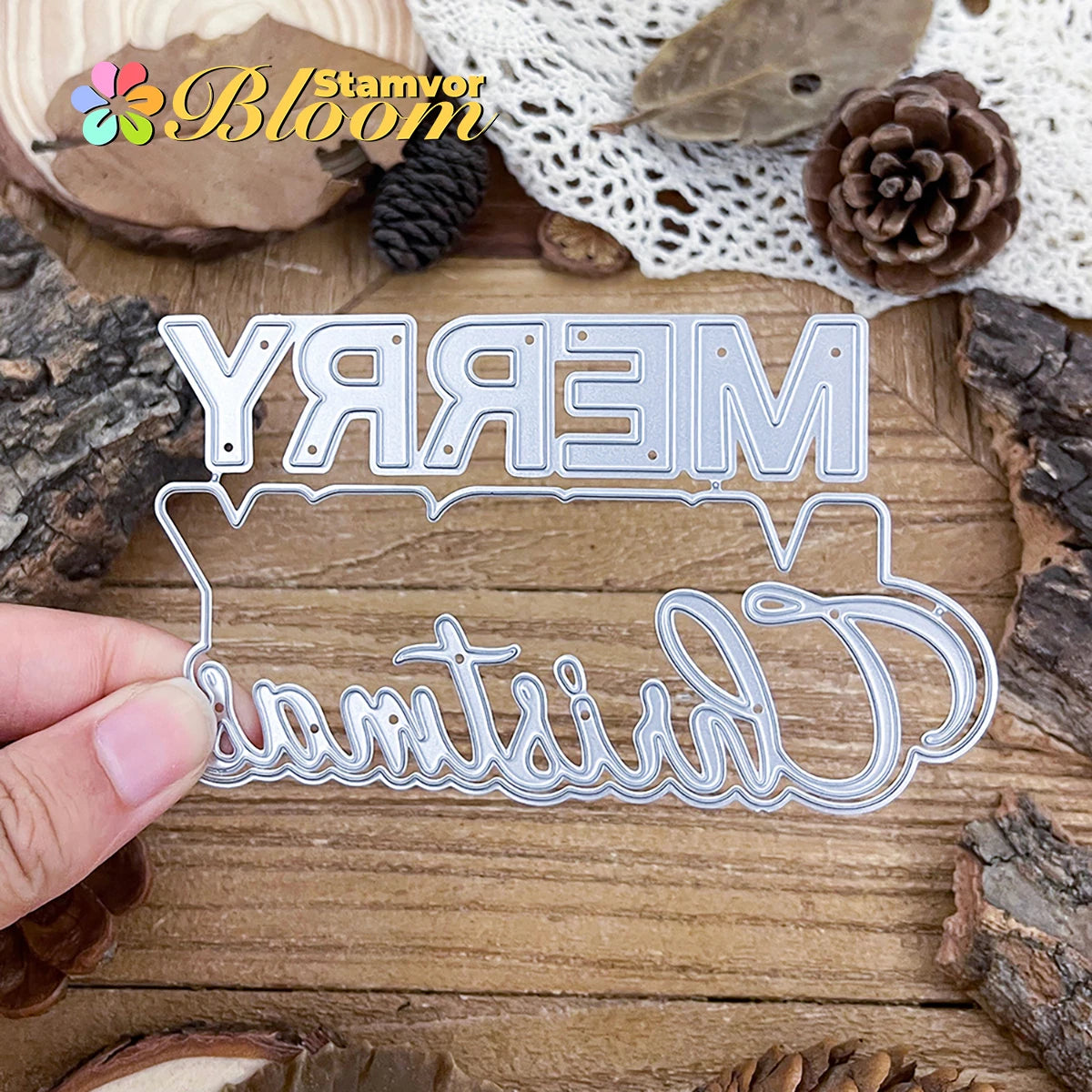 Snijmal Merry Christmas tekst voor kaarten en scrapbooking