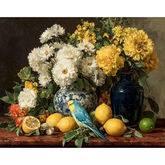 Schilderen op nummer Bloemen - Vaas met bloemen op canvas 1