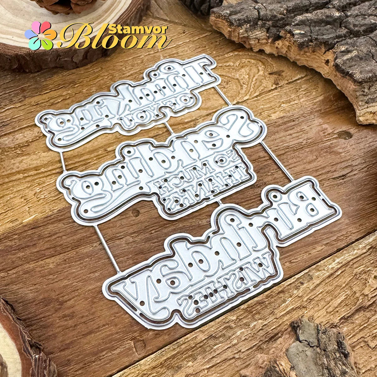 Metalen snijmal met tekst Thinking of You voor kaarten