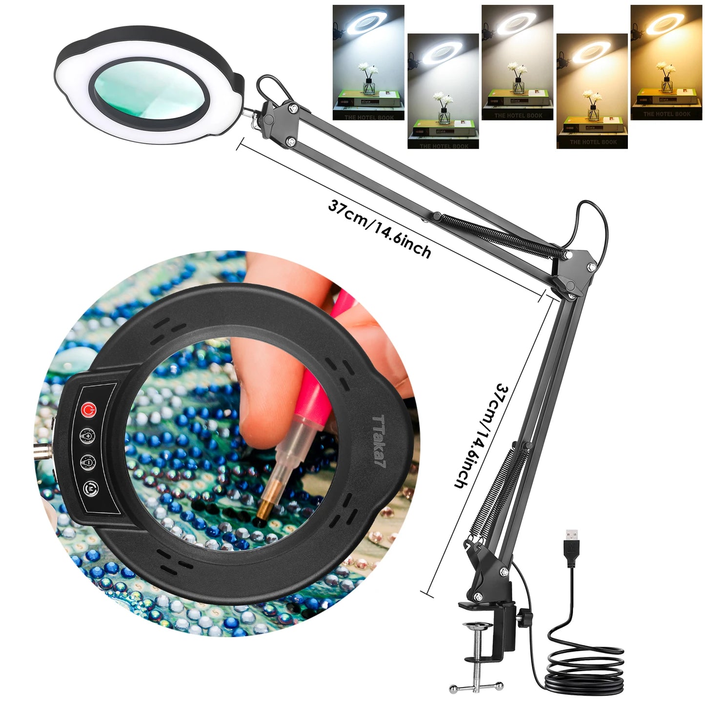 Diamond Painting Loeplamp 72 LED 8x/10x Vergroting USB met 3 Lichtkleuren
