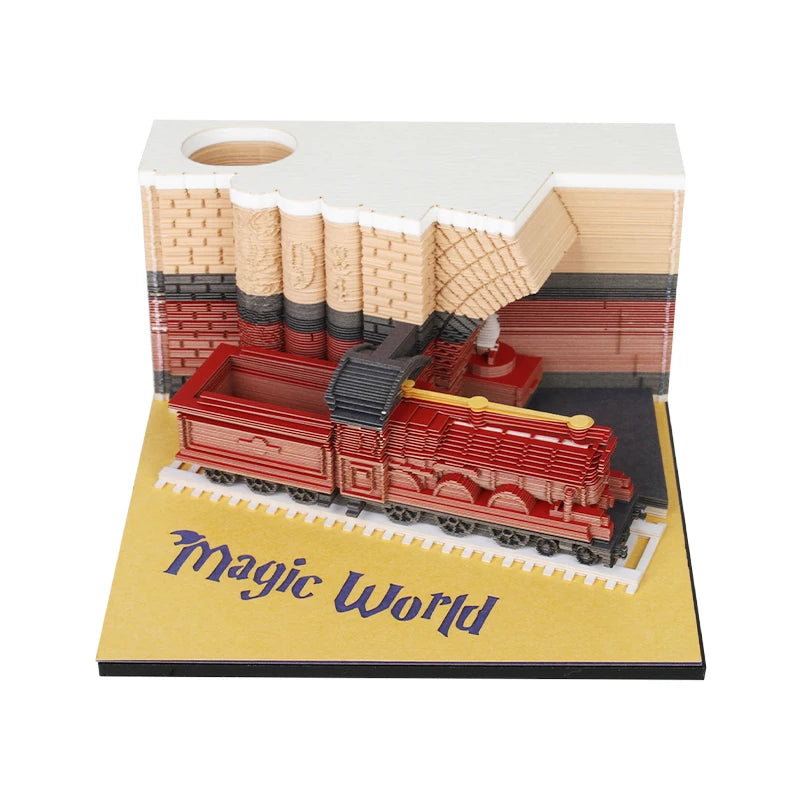 3D Papier Sculptuur Kathedraal LED Notitieblok met Pennenhouder – Creatieve Bureaudecoratie - 2025