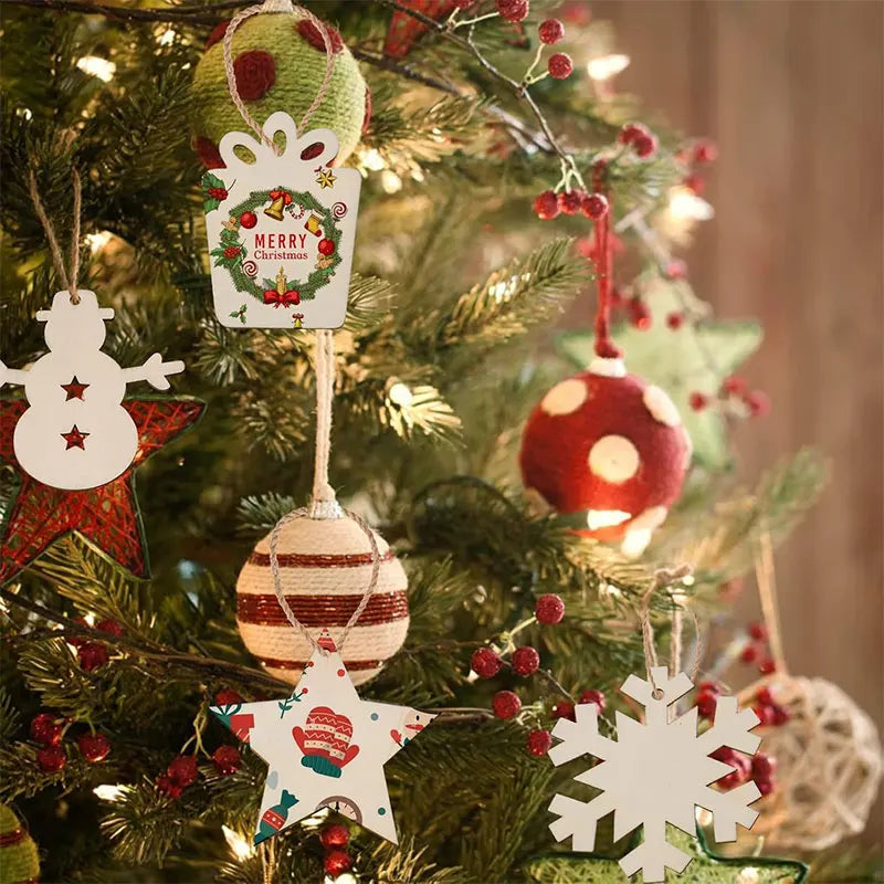 Houten figuur om zelf te kleuren/schilderen – Kerstversiering 10 stuks