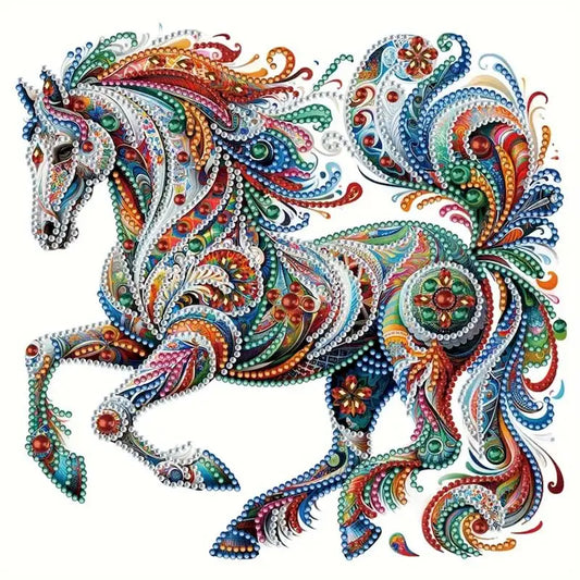 Diamond Painting op canvas met speciale vorm steentjes 30x30cm - 006 Paard