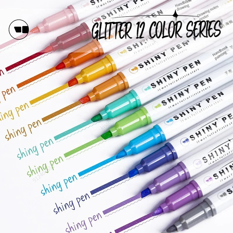 Stiften set Kawaii Glitter Highlighters Pastel 4 Kleuren