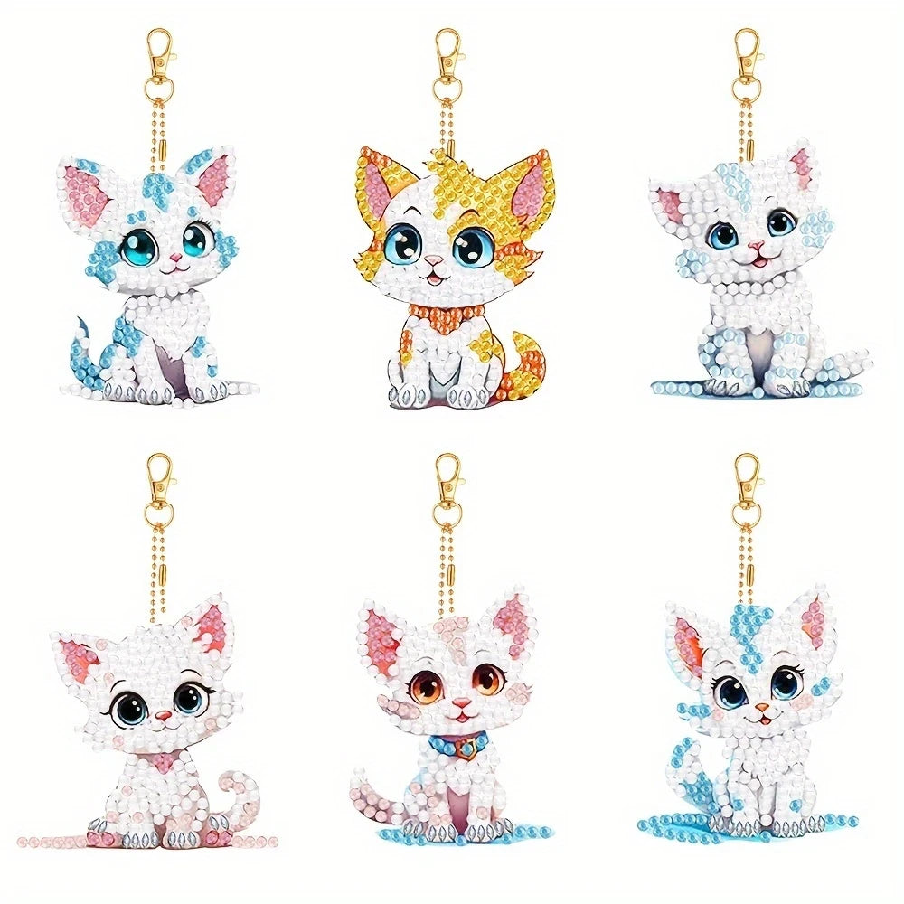 Diamond Painting Sleutelhanger set Dieren & Mandala 6 Stuks