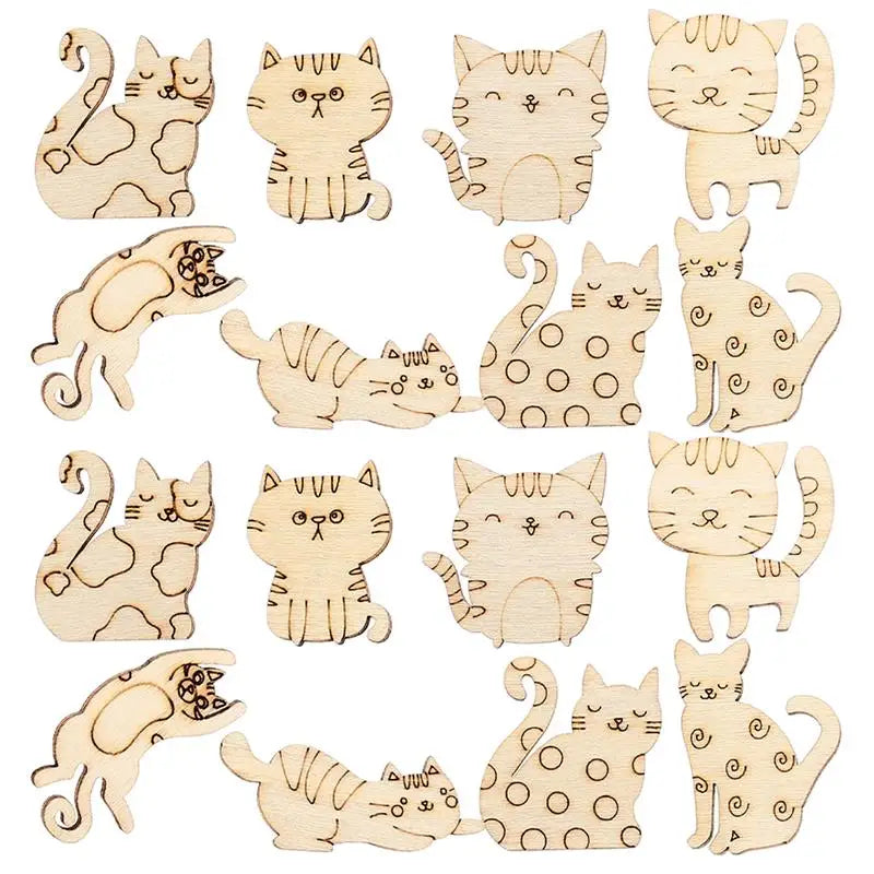 Houten figuur om zelf te kleuren/schilderen – Katten 50 stuks
