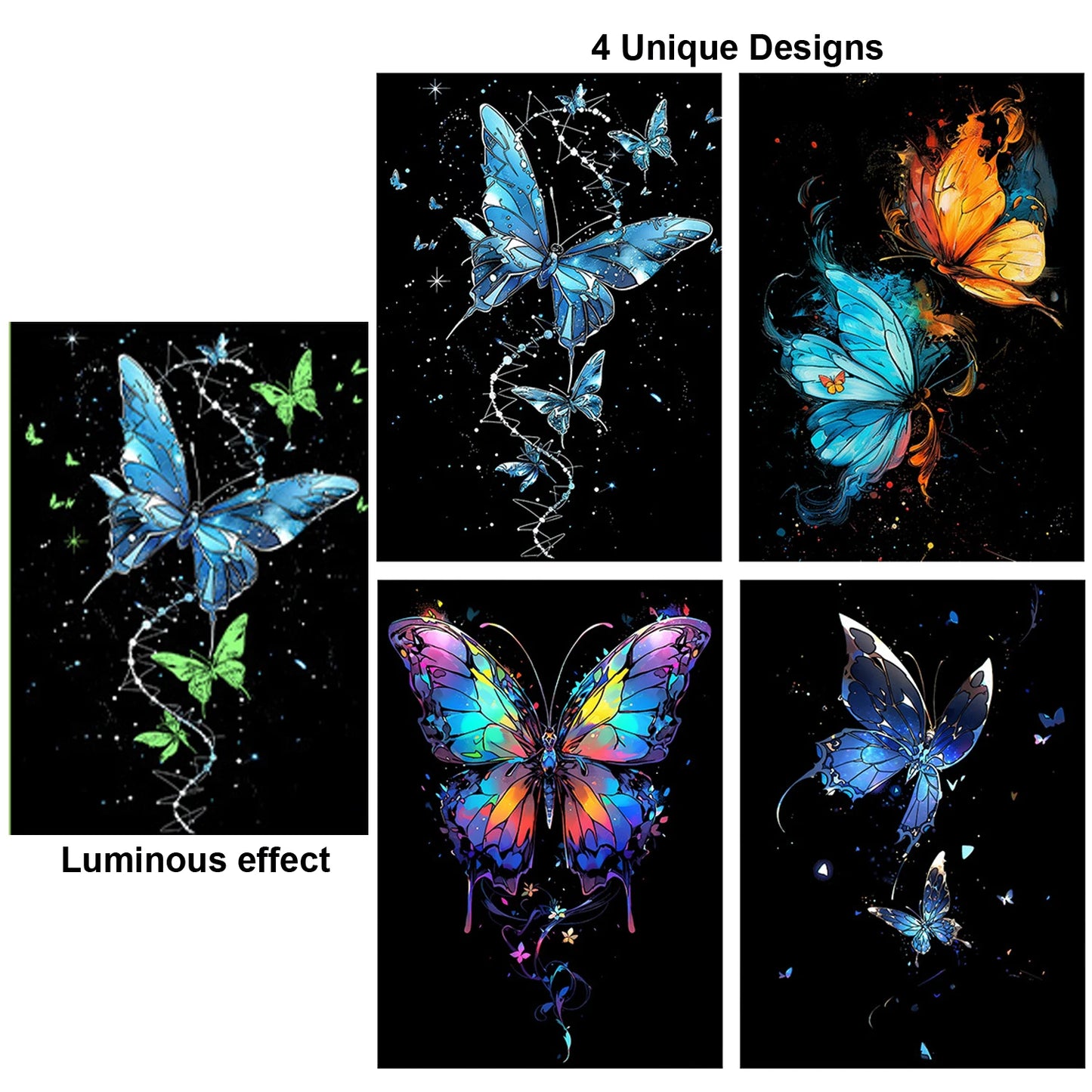 Krastekening set 4 stuks met lichtgevend effect voor volwassenen