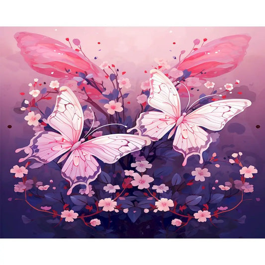 Schilderen op nummer Dieren - Vlinder met Kleurrijke Bloemen - 9965244