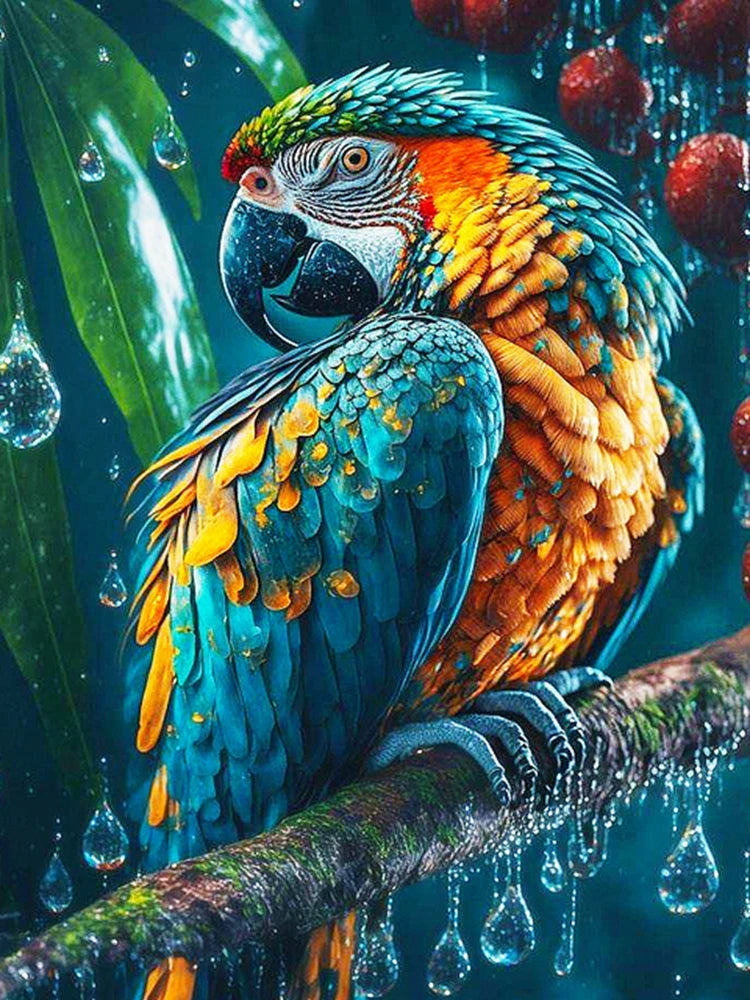 AB Diamond Painting met Fairy dust steentjes Papegaai