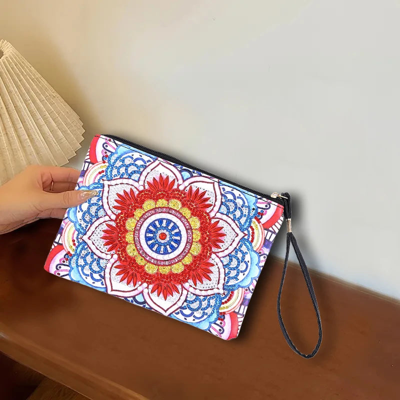 Diamond Painting Etui Mandala Clutch met Strass en PU Leren Afwerking
