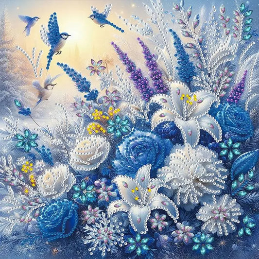 Diamond Painting op canvas met speciale vorm steentjes 30x30cm - 002 Bloemen