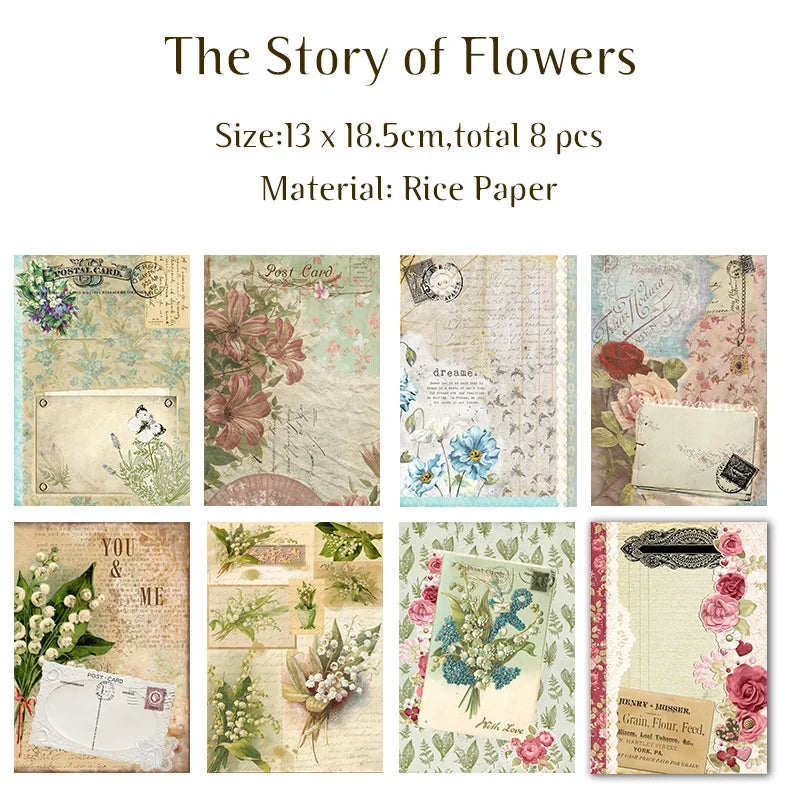Papier voor kaarten maken & Scrapbook Rijstpapier Bloemen Vintage Set