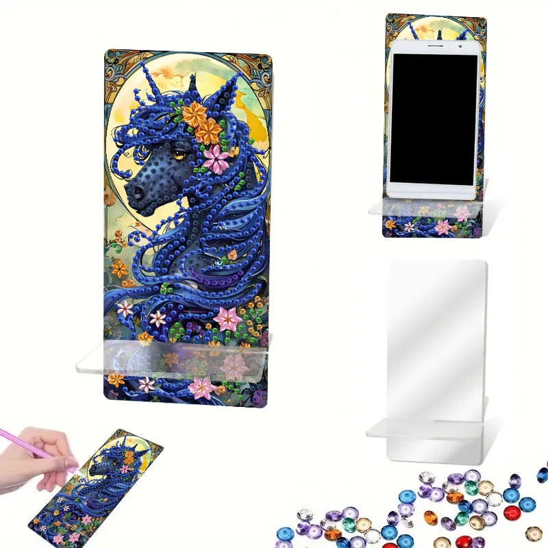 Diamond Painting Telefoon standaard pauw uil kristal houder spiegel