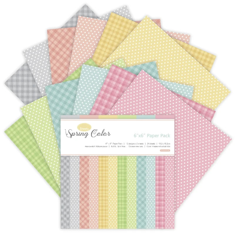Papier voor kaarten maken & plakboek – Voorjaar Kleuren Set 12 Vel
