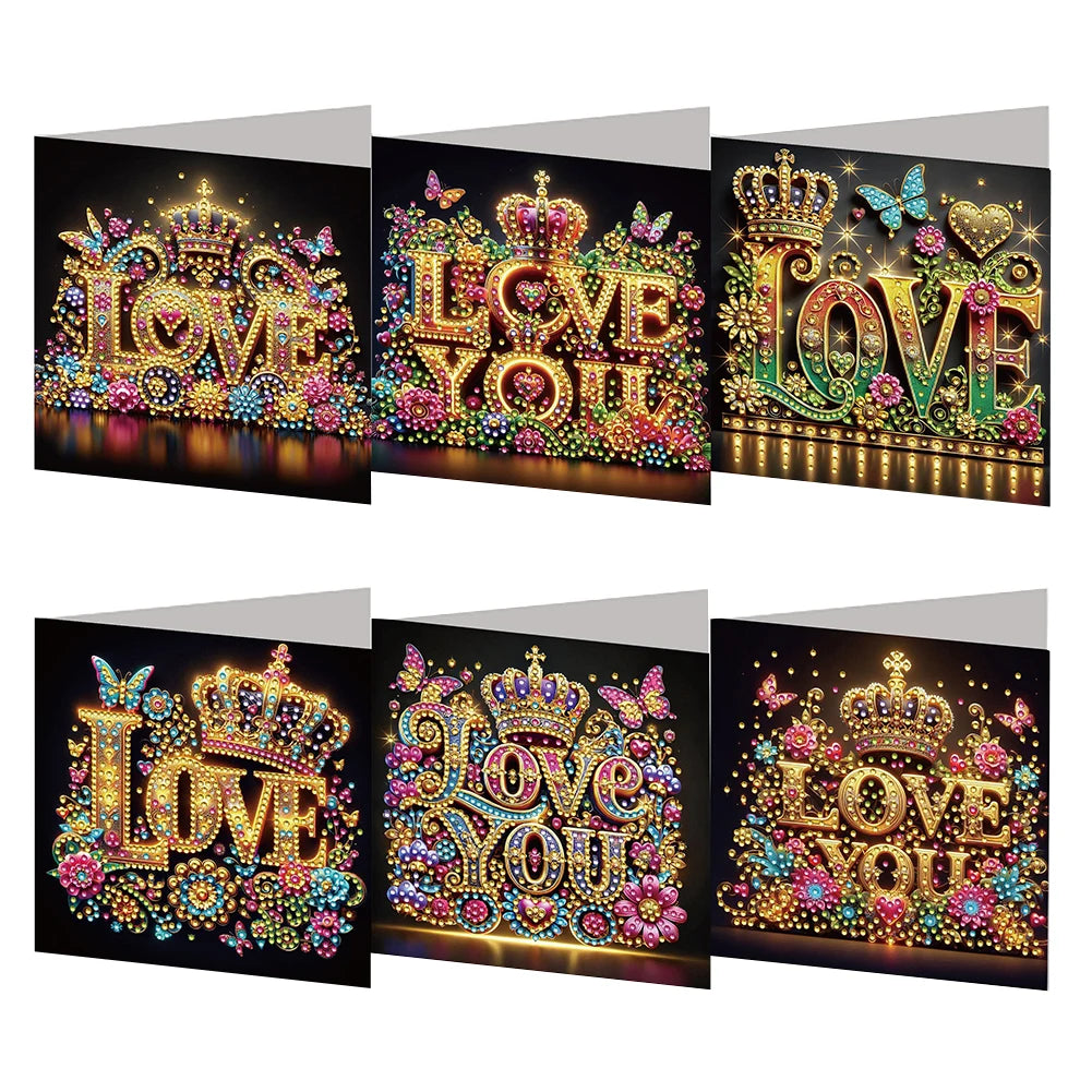 Diamond Painting Wenskaarten set – Creatieve kaarten met steentjes 6 stuks
