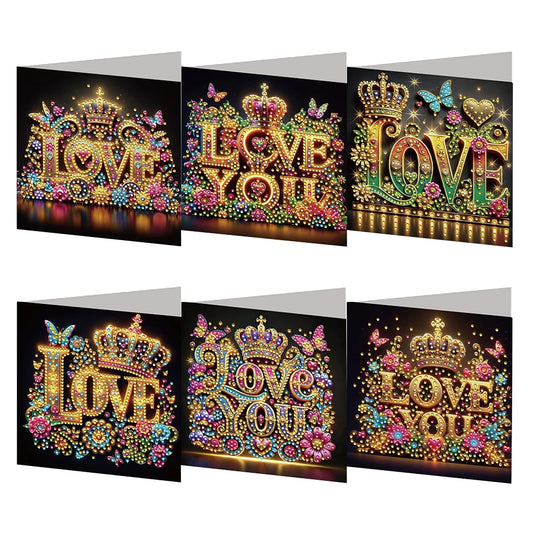 Diamond Painting Wenskaarten set – Creatieve kaarten met steentjes 6 stuks