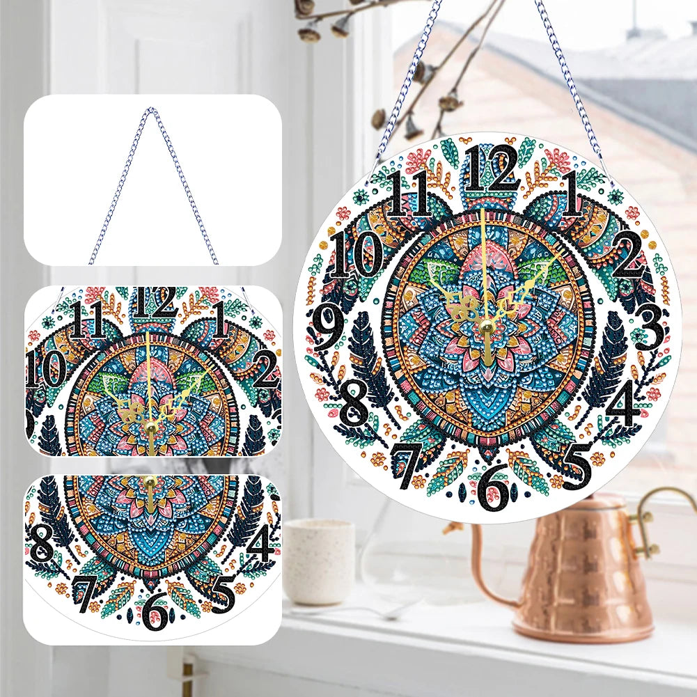Diamond Painting Klok Mandala Acryl Special Shaped Wanddecoratie