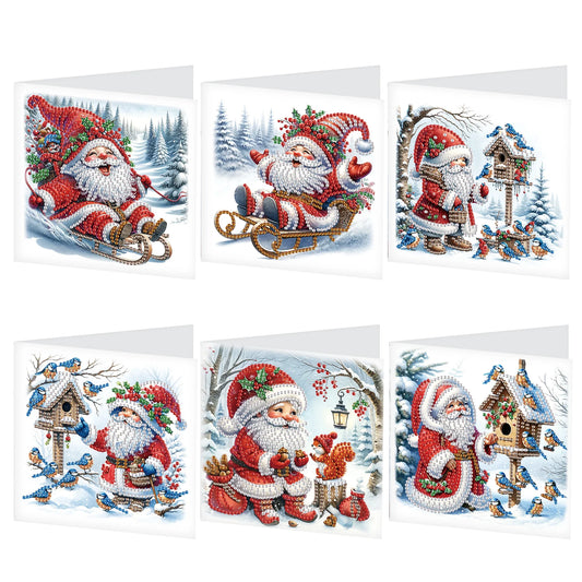 Diamond Painting Kerstkaarten set – 6 stuks met enveloppen en feestelijk design