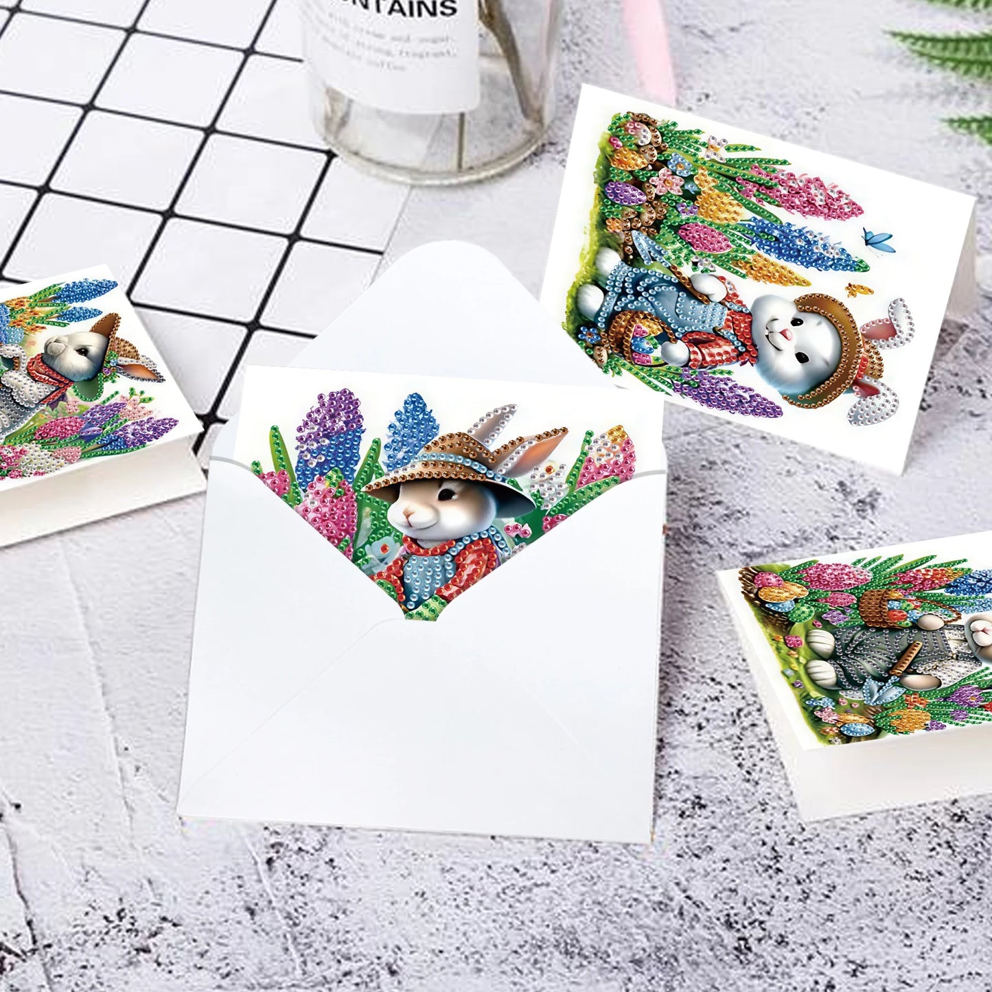 Diamond Painting Wenskaarten Pasen – Set van 6 creatieve kaarten