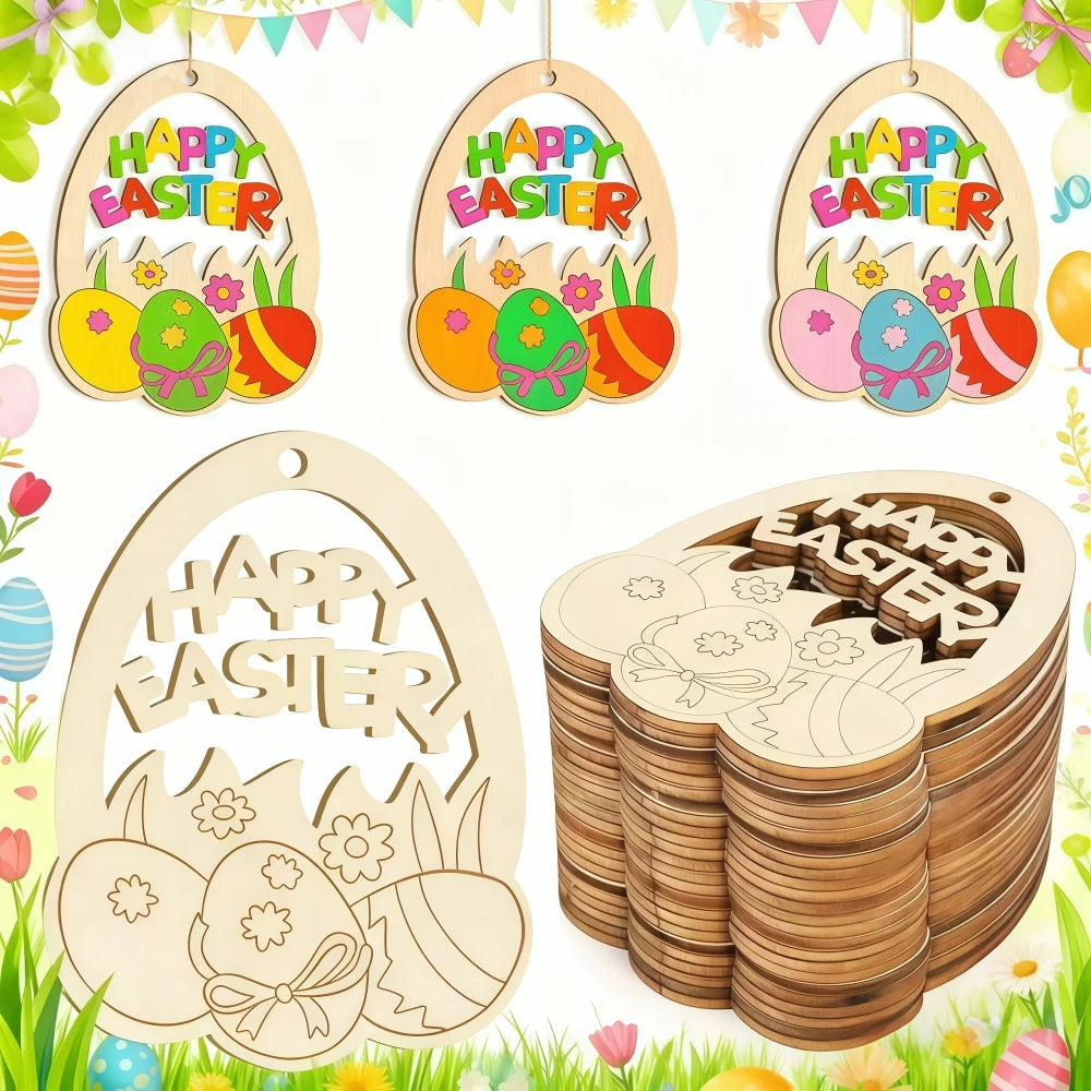 Houten Paas figuur om zelf te kleuren/schilderen – Houten Ei Hangers