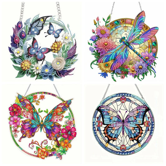 Diamond Painting Hangend ornament Vlinder, kolibri en libelle