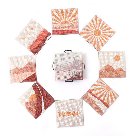 Diamond Painting Onderzetters Landschap Set Met Houder - Landschap A