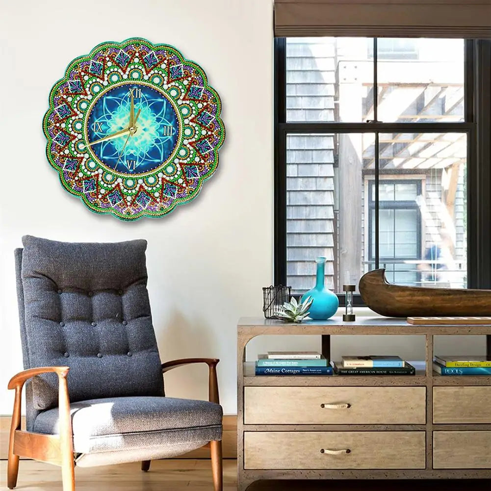 Diamond Painting Klok Mandala met Luminous Effect – Wanddecoratie & Cadeau