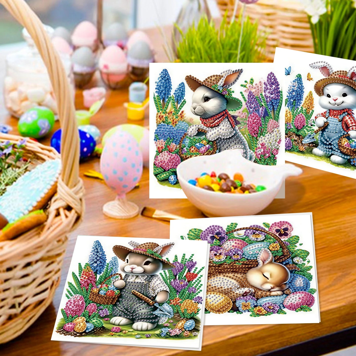 Diamond Painting Wenskaarten Pasen – Set van 6 creatieve kaarten