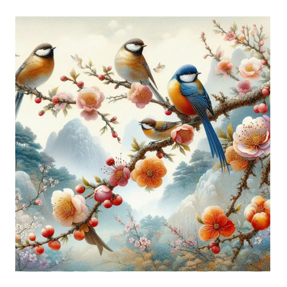 AB Diamond Painting met AB en Fairy dust steentjes Bos & Vogel