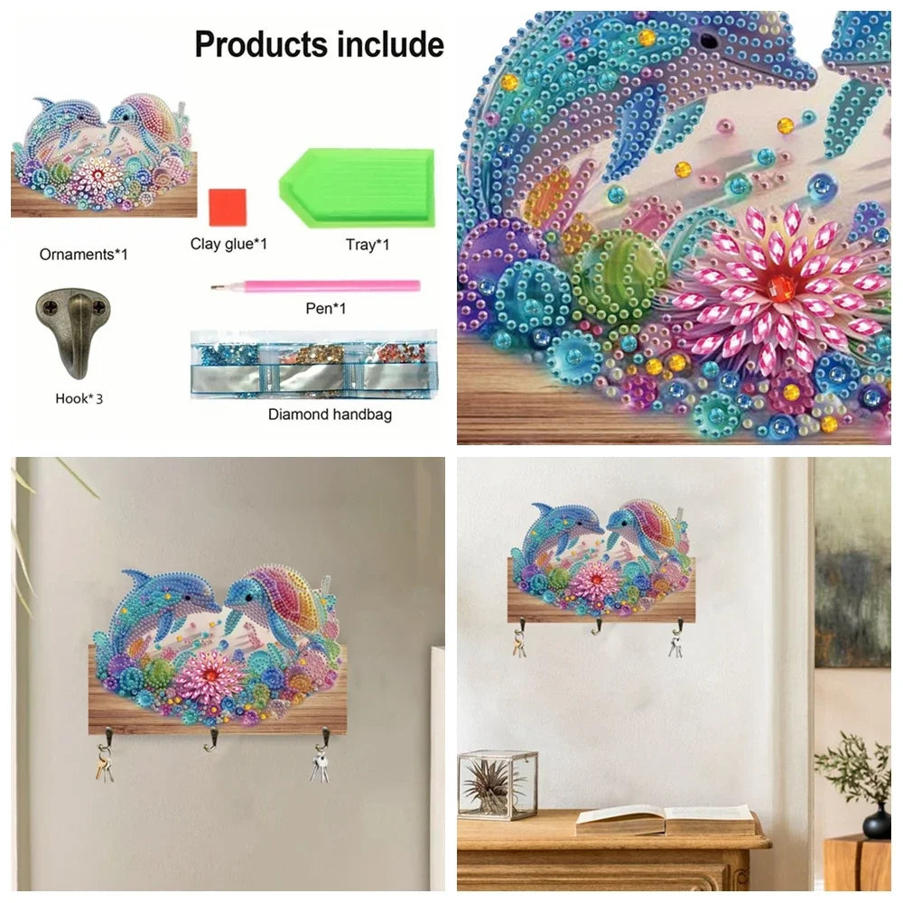 Diamond Painting Kapstok/Sleutelrek met 3 Haken Wandmontage Hout