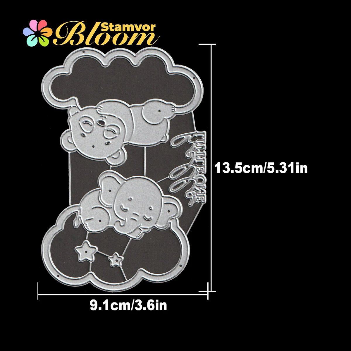 Metalen snijmal Hello Little One dieren wolken baby decoratie