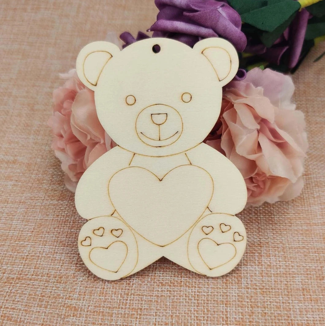 Houten figuren om zelf te schilderen/kleuren – Beren ornamenten (10 stuks)