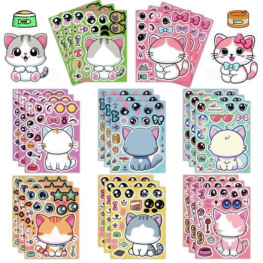 Sticker pret – Schattige Katten Puzzelstickers voor Creatief Plakplezier