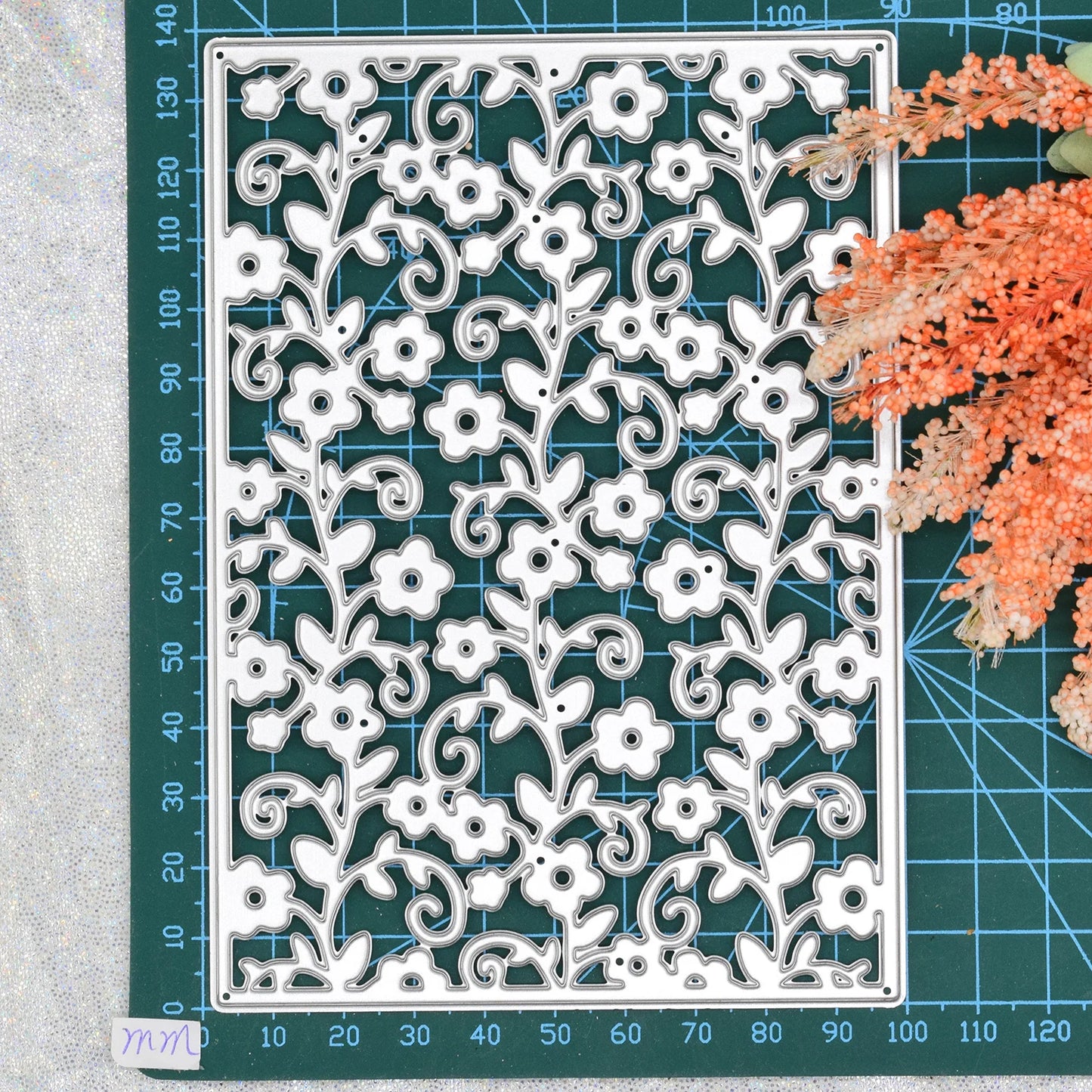 Metalen Snijmal Bloemen Achtergrond Rechthoekig Frame