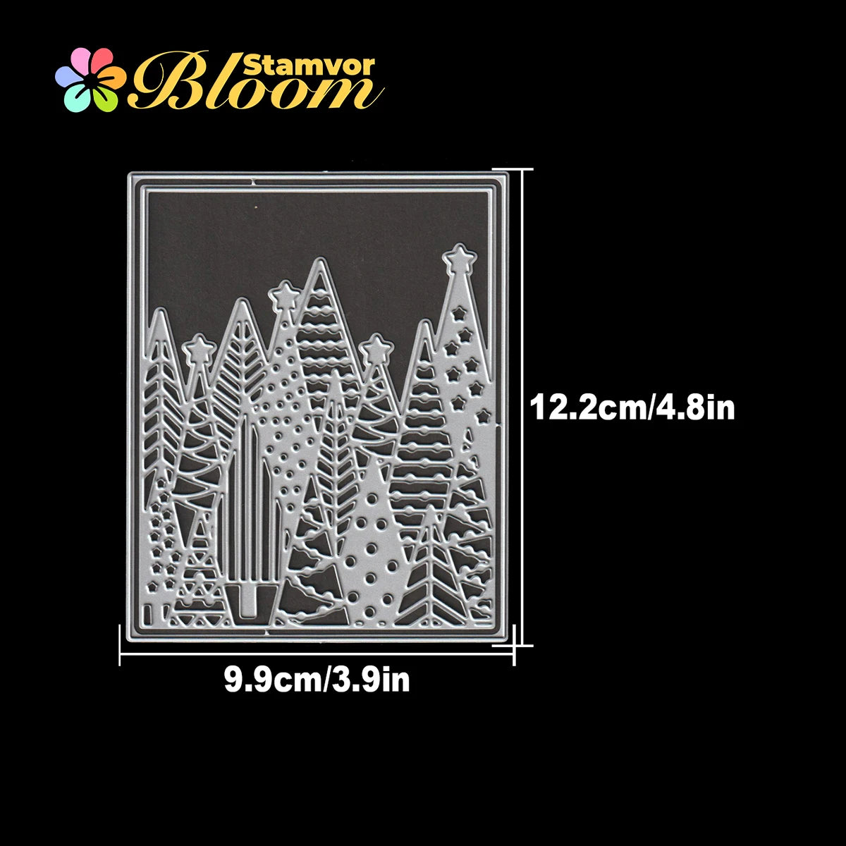 Snijmal Kerstbomen Bos Vierkante Frame voor Scrapbooking en Kaarten