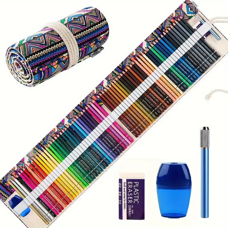 Kleurpotloden set 72 stuks met canvas etui voor volwassenen en kunstenaars