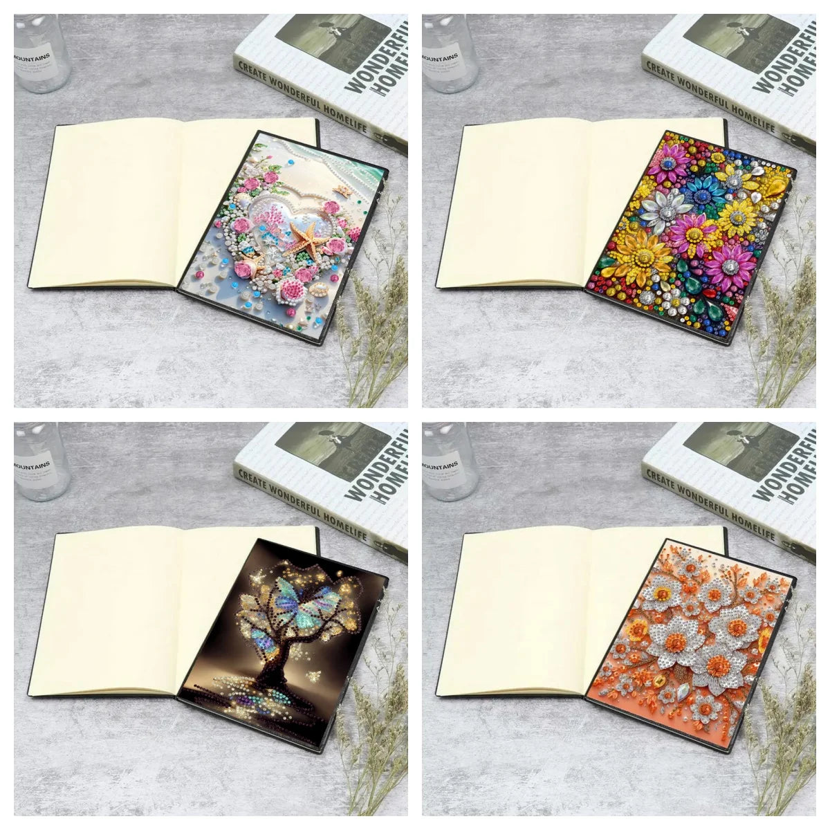 Diamond Painting Notitieboekje Bloemen PU Leer Strass Dagboek