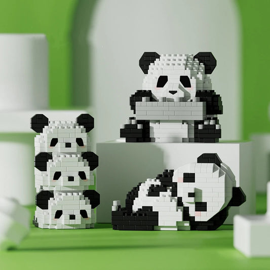Bouwpakket Panda met Bloemen – Schattige Mini Blokken voor Jong & Oud