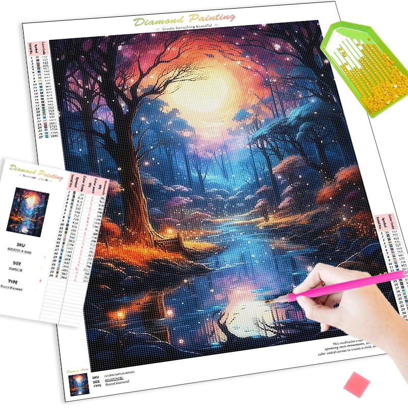 Diamond Painting Landschap ronde of vierkante steentjes Bosdecor - DZDP73744