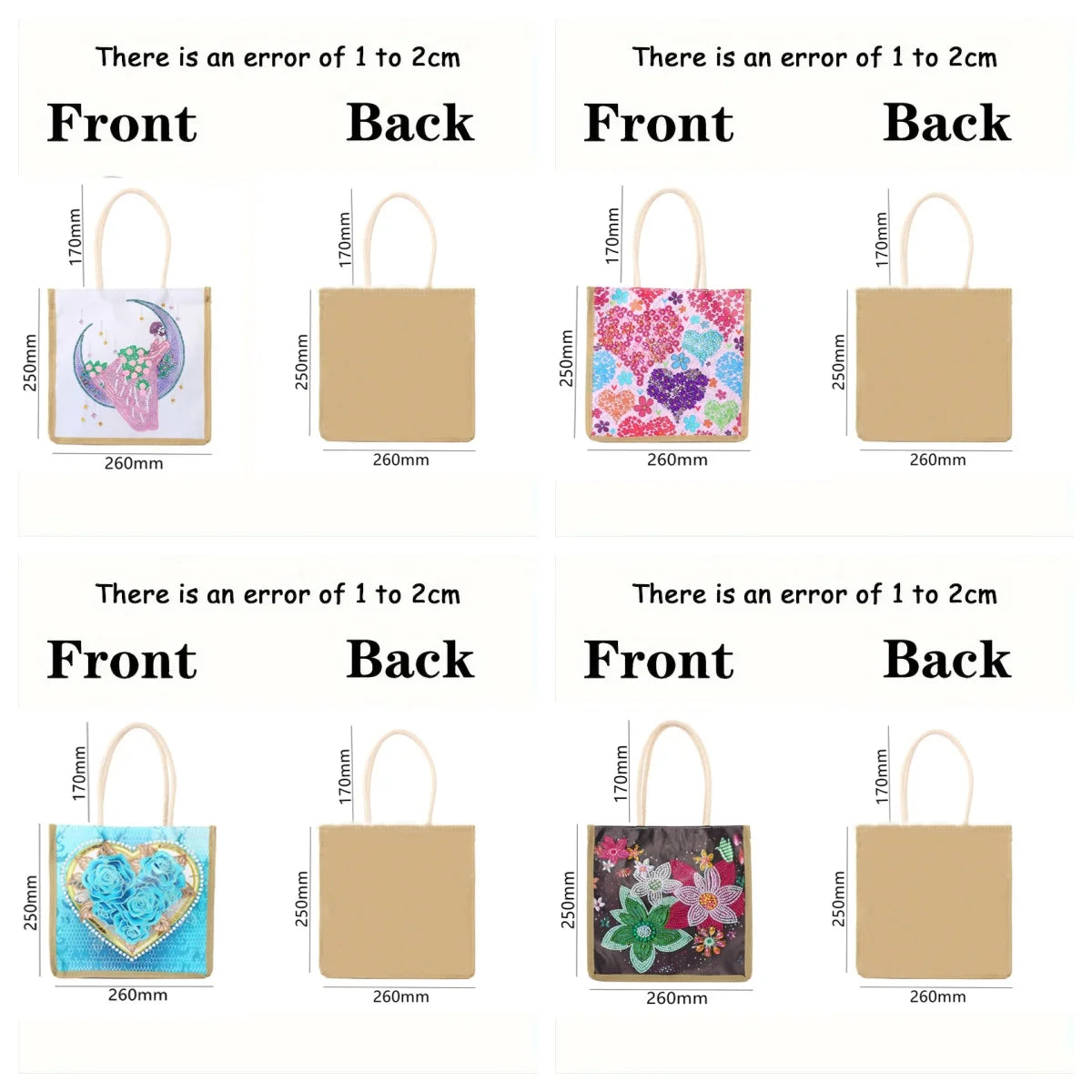Diamond Painting Tas Hartpatroon Canvas Shopper met Steentjes