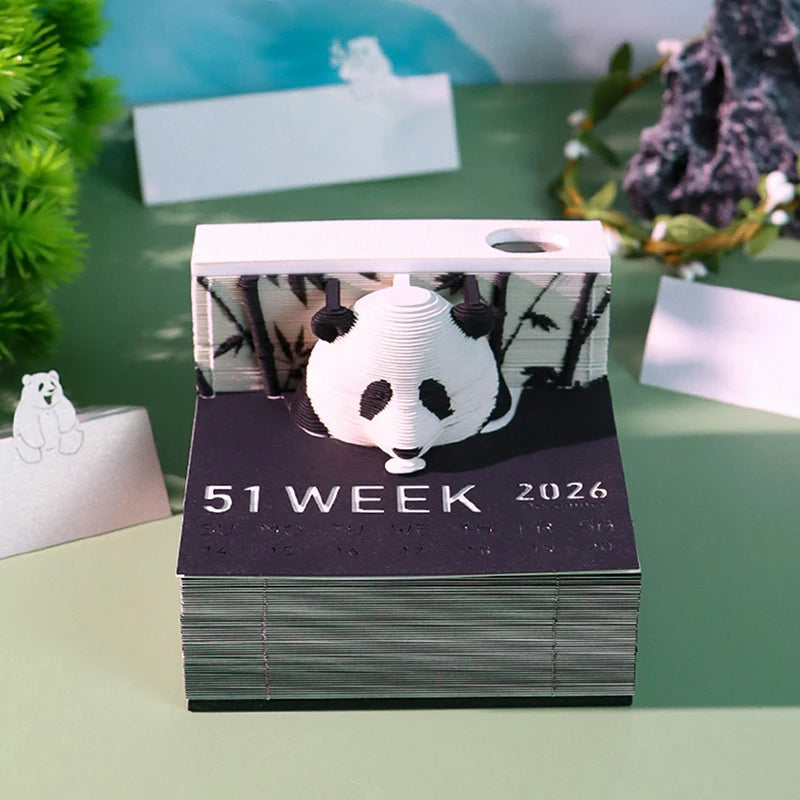 3D Papier Sculptuur Tijdstuk Kalender 2026 Bureau Notitieblok met Kunstzinnig Uitscheurontwerp